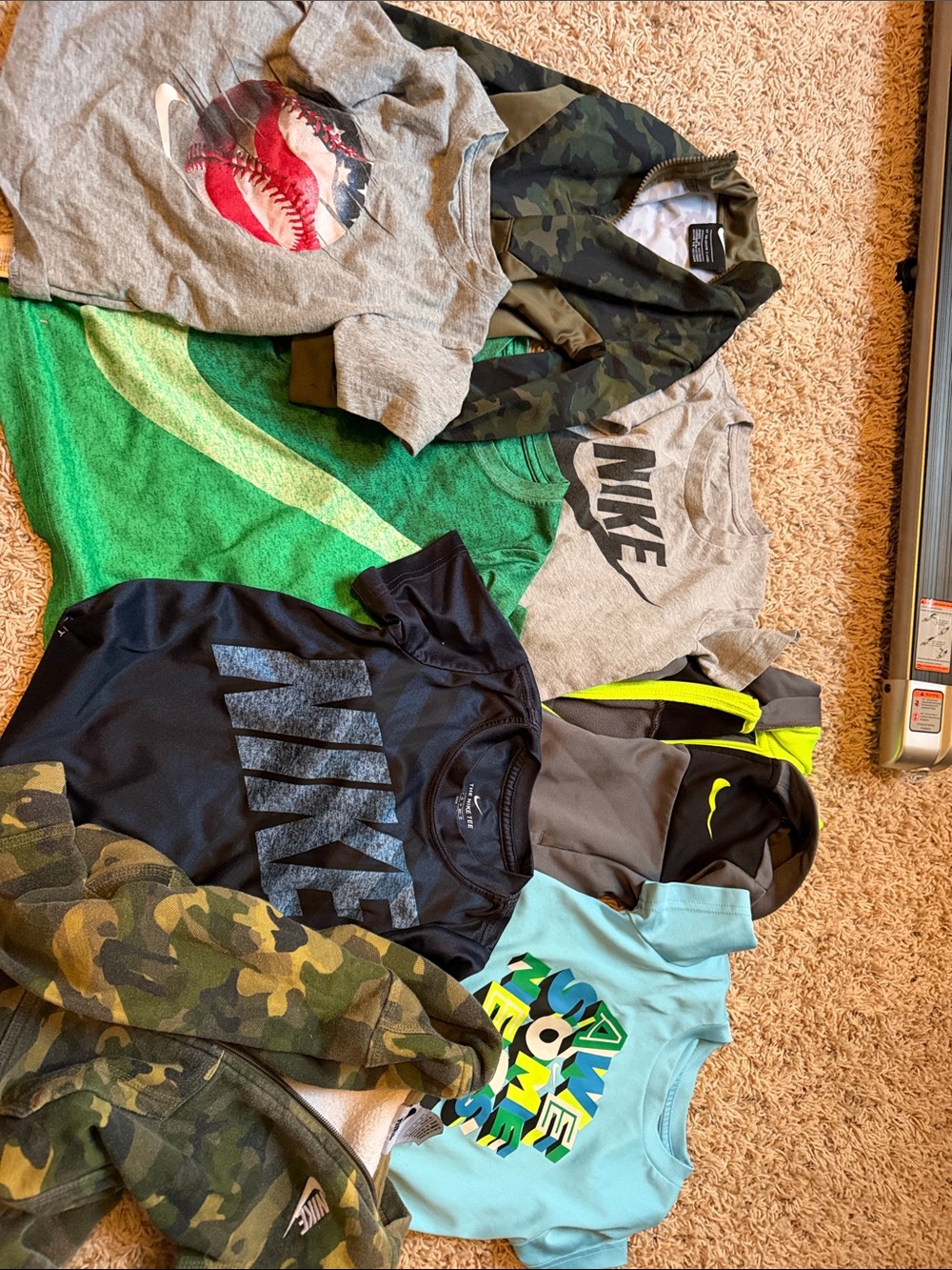 Nike Boys' Multi-Color Athletic Tee Bundle Featuring Gray, Black, Green & Camo